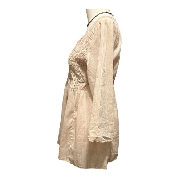 Studio M Woman’s Blouse, Tan Color sheer top, Size Medium - Picture 2 of 12